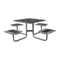 Table de pique-nique en bois commerciale d'extérieur, ensemble de mobilier de jardin, patio extérieur, table de café externe avec banquette simple