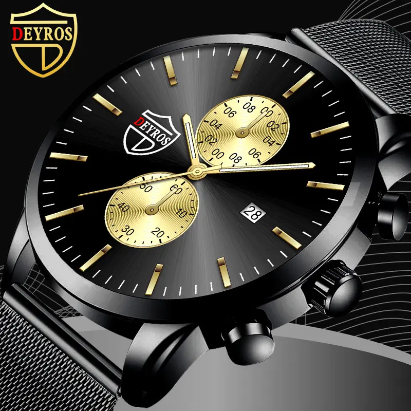 Exquisite watch men's elegant stainless steel simple business quartz watch luxury fashion casual men's calendar watches