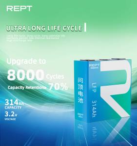 REPT 314Ah 배터리 셀 태양광 발전 고용량 ESS 3.2V <span class=keywords><strong>Lifepo4</strong></span> 에너지 저장 시스템 리튬 각형 8000회 - Product Image 2