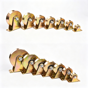 Roue de portail à rainure en V zinguée avec support de base, en acier au carbone robuste, double roulement, pour porte coulissante, certifiée CE, OEM disponible - Product Image 1