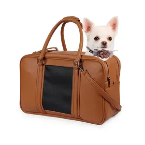 Модная сумка для собак, одобренная авиакомпанией, переноска для щенков из искусственной кожи, переноска для домашних животных для путешествий