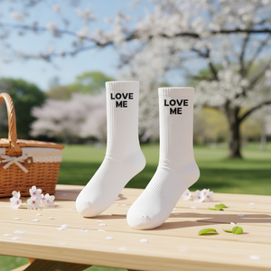 ถุงเท้าเทนนิสสีขาวลายดอกไม้พิมพ์ลาย 'Love Me' ไซส์เดียว ฟรีไซส์ ระบายอากาศได้ดี นุ่มสบาย กระชับข้อเท้า ใช้ได้ทุกวัน สำหรับฤดูใบไม้ผลิ - Product Image 3