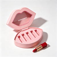 Boîte cadeau biodégradable faite à la main avec insert en papier personnalisé, boîte cadeau pour gloss à lèvres en forme de lèvres roses avec fenêtres