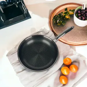 Luxury Dark Green Circular Honeycomb Frying Pans & Skillets Cooking Chips in Nonstick Frying Pan