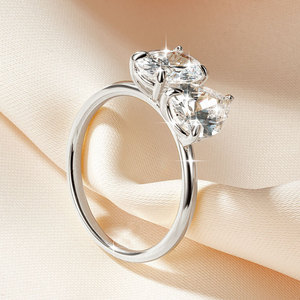 Simple toi et moi <b>ring</b> Minimalist 14K Gold Filled Copper Oval Cut & Pear Cut Cubic Zirconia <b>couples</b> jewelry For Girls Gift - Product Image 6