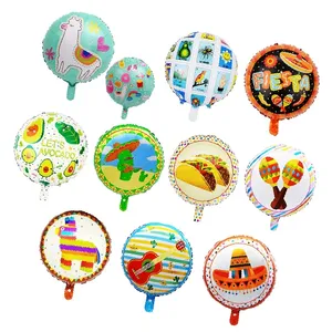 TS热卖18英寸墨西哥嘉年华玉米卷装饰箔气球圆形嘉年华箔气球