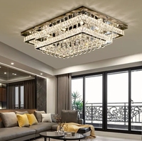 Lustre moderne de luxe rectangulaire certifié CE, avec boules de cristal K9, pour salon