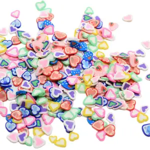 Hot Polymer Clay Heart Sliceที่มีสีสันLove Sprinklesเครื่องปั้นดินเผาหัตถกรรมสำหรับDiy Slime Fillers