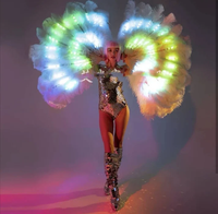 Ventilateur lumineux coloré à LED Accessoires interactifs pour femme GOGO Party and Dance Team at Night Autruch Hair Feather Fan Bar