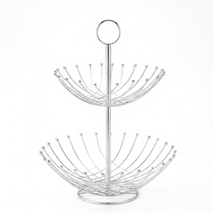 Cesta de Almacenamiento de Metal de 2 Niveles, Diseño Circular Moderno, para Organizar la Cocina, Elegante Adorno de Mesa - Product Image 1