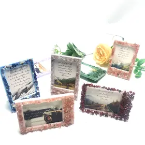 Wholesale Natural Healing Crystal Sunstone gemstone Handmade Photo Frame for wedding gift home decoration