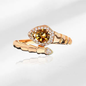 Anello di Moda di Alta Qualità Regolabile a Forma di Pera con Zirconi Multicolore in Ottone Design di Lusso Gioielli per Coppie Anello a Forma di Serpente - Product Image 2