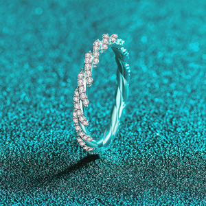 Anillos de corte redondo de joyería fina de banda eterna de moissanita de Plata de Ley 925 al por mayor para mujer - Product Image 2