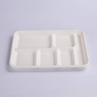 Vaisselle jetable, assiette à 6 compartiments, plateau en bagasse de canne à sucre, récipient alimentaire à emporter pour restaurant, école