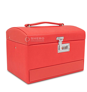 Boîte de rangement pour bijoux de voyage en cuir PU portable sur mesure, grande capacité, boîte organisatrice pour boucles d'oreilles et colliers avec serrure à code - Product Image 1