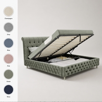 Lit rembourré sur mesure de style italien, luxe léger, lit de chambre principale avec rangement, lit double de 1,8 m