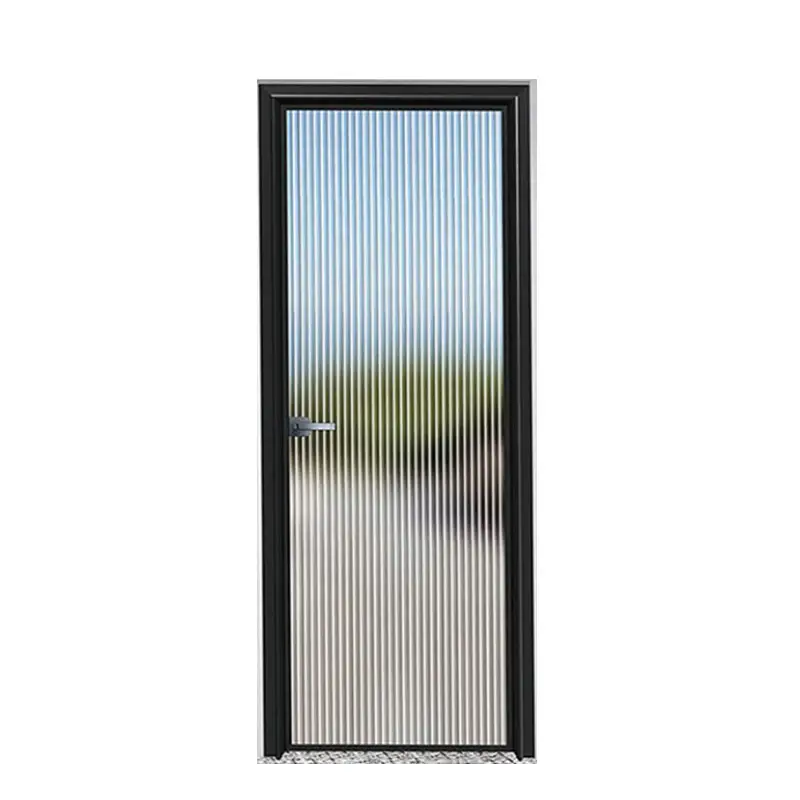 Cheap price waterproof single interior door tempered frosted glass aluminium slim frame glass doors