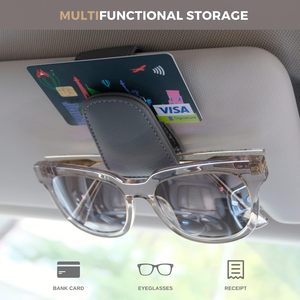 Magnetic Leather Multi Functional <strong>Car</strong> Sun <strong>Visor</strong> Card Glasses Eyeglass Ticket Holder Clip Case <strong>Car</strong> Sunglass Clips for <strong>Car</strong> <strong>Visor</strong> - Product Image 2