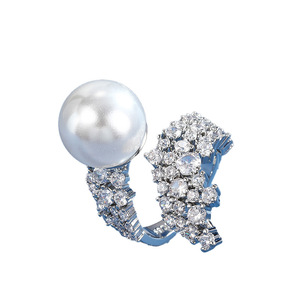 French Style Pearl <b>Ring</b> With Full Diamond Zircon Setting Adjustable <b>Opening</b> For Women Party Jewelry - Product Image 5