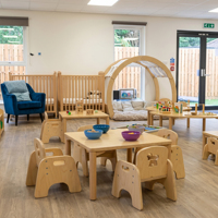 Juego de Mesa y Silla Montessori de Madera de Abedul para Niños, Muebles para Preescolar, Guardería, Aula, Cuna para Bebés, Arco de Lectura, Librería, Armario