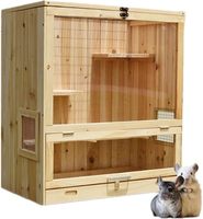Kandang Hamster Kayu Modern Ramah Lingkungan Grosir dengan Jendela Akrilik, Rumah Hewan Peliharaan Berventilasi untuk Hamster, Gerbil, Tikus, Tahan Lama, Mudah Dipasang