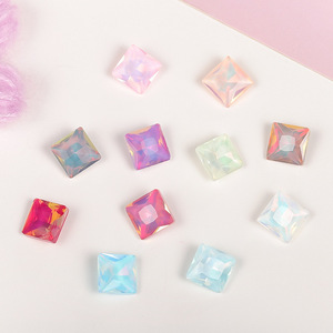 Strass carrés en verre cristal à dos plat, colorés, pour décorations DIY d'ongles, ornements scintillants à porter - Product Image 4