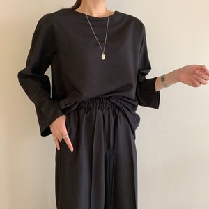 Ensemble <span class=keywords><strong>chic</strong></span> coréen pour <span class=keywords><strong>femme</strong></span> : sweat-shirt ample à manches longues et <span class=keywords><strong>pantalon</strong></span> à taille élastique avec cordon de serrage - Product Image 4