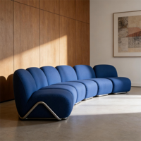 Canapé d'angle en tissu bleu royal, style moderne et créatif, pieds en acier inoxydable, disposition flexible, canapé de salon