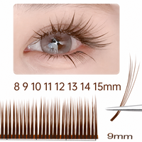 Fleur de camélia marron 6D pour bouquets de cils faits main en faux vison, naturels, doux, sans cruauté, faciles à éventaillement