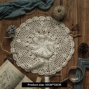 Gancho <span class=keywords><strong>de</strong></span> ganchillo hecho a mano encaje <span class=keywords><strong>de</strong></span> flores 100% algodón reutilizable moderno hueco hogar sala <span class=keywords><strong>de</strong></span> estar <span class=keywords><strong>mesa</strong></span> <span class=keywords><strong>de</strong></span> café tela cubierta <span class=keywords><strong>de</strong></span> polvo Decoración - Product Image 2