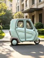 Tricycle Électrique Fermé pour Passagers, Tuk-Tuk, Scooter Électrique à Cabine Fermée, Tricycle Électrique Fabriqué en Chine