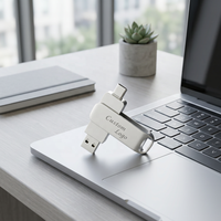 Clé USB pivotante 2-en-1 Type-C OTG en métal haute vitesse, multi-capacités, avec logo personnalisé, nouveau cadeau promotionnel