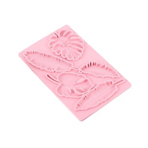 Leaf Shaped Silicone Mold Pink Rectangle Baking Tools For Cake Decorating Supplies - Product Image 1