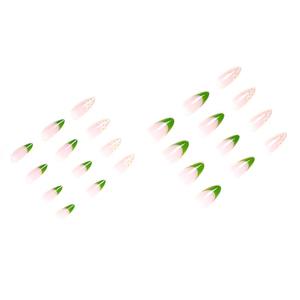 Frenchie Shattered Floral <span class=keywords><strong>Pastel</strong></span> Green candy pour le printemps/<span class=keywords><strong>été</strong></span> 24 pcs presse sur les ongles faux ongles ongles artificiels 1592 - Product Image 5