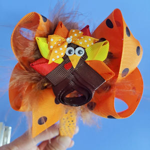 Diadema de Boutique para Halloween, Lazos para el Cabello de Otoño, Diadema de Pavo para Niños, Accesorios para el Cabello - Product Image 5
