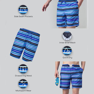 Shorts de bain pour hommes, légers, séchage rapide, taille élastique, polyester, impression de logo personnalisée, en promotion. - Product Image 3