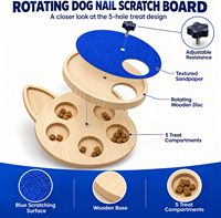 Planche à gratter en bois pour chiens 3-en-1 : Jouet de puzzle rotatif, boîte à friandises et distributeur lent interactif avec ventouses