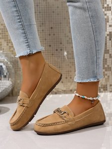 <span class=keywords><strong>Mocassini</strong></span> in camoscio <span class=keywords><strong>con</strong></span> catena Horsebit da <span class=keywords><strong>donna</strong></span>, slip-on a punta tonda <span class=keywords><strong>con</strong></span> cuciture a contrasto, <span class=keywords><strong>tacco</strong></span> basso, all'ingrosso OEM - Product Image 5