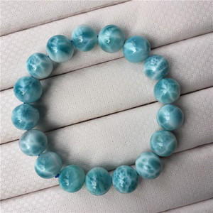 สร้อยข้อมือหินลูกฟูกสีน้ำเงินธรรมชาติ สำหรับผู้ชายและผู้หญิง สร้อยข้อมือหินโดมินิกันแบบวงเดี่ยว ลาลีมาร์ เครื่องประดับคริสตัลพลังงาน - Product Image 6