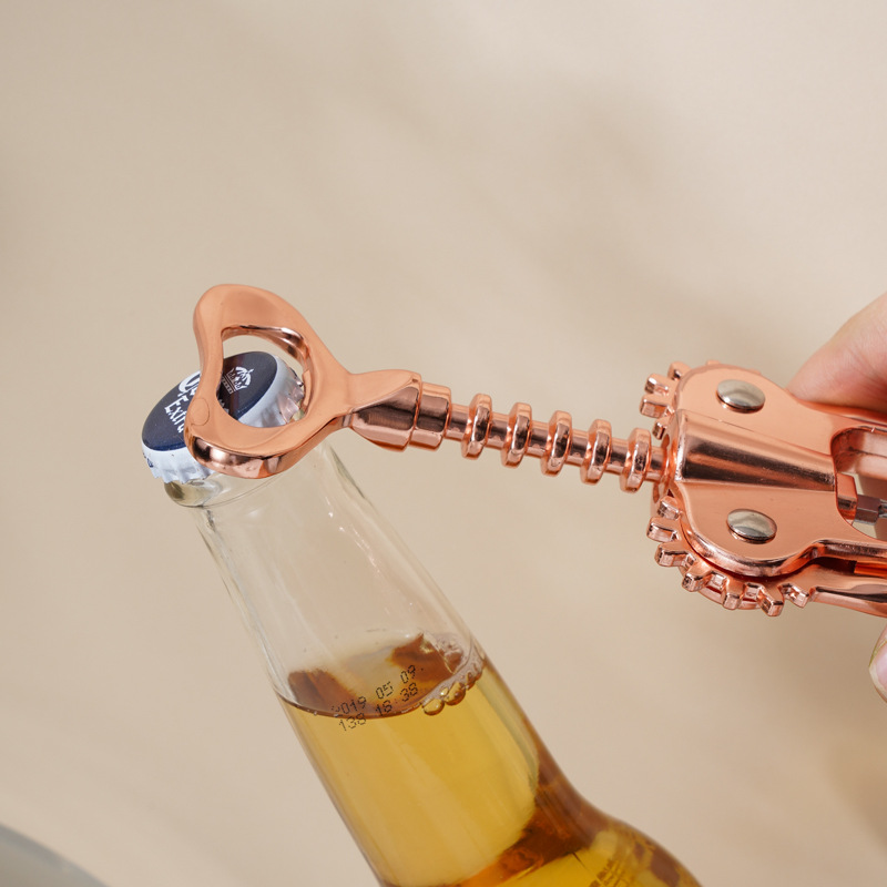 Stainless Steel Bottle Opener - Rose Gold Corkscrew