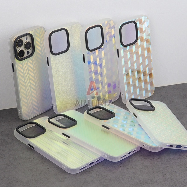 Custom logo DIY Photos rainbow Gradient Laser Phone case for iphone 16 15 11 12 13 14 Pro Max