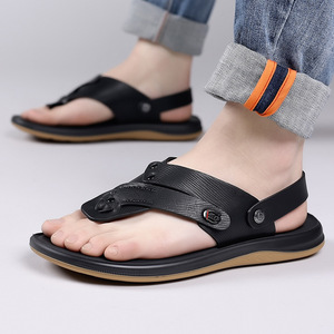 Sandales réversibles pour hommes, chaussures de plage antidérapantes d'été, semelle extérieure en caoutchouc, talon de 1,3 cm, tongs décontractées pour l'extérieur, commerce extérieur - Product Image 4