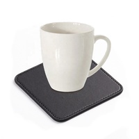 Ensemble de sous-verres en cuir rectangulaire noir personnalisé de 9cm Sous-verres élégants pour boissons et tapis à bière