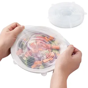Utensilios de cocina seguro elástico tazón comida cubre Flexible de silicona elástico tapas