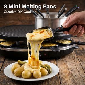 Grill électrique <span class=keywords><strong>de</strong></span> table 2 en 1, <span class=keywords><strong>raclette</strong></span>, barbecue d'intérieur antiadhésif pour 8 personnes, idéal pour <span class=keywords><strong>la</strong></span> <span class=keywords><strong>fondue</strong></span> au fromage et au chocolat - Product Image 6