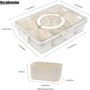Kitchen Portable Plastic <b>Spice</b> Storage Container Snack Storage Box Snackle Box Clear Divided Serving <b>Tray</b> with Lid and Handle - Product Image 4