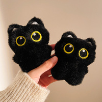 Porte-clés en peluche chat noir mignon qui couine, pendentif jouet, poupée câline, coussin BB, style décontracté, utilisation quatre saisons, pour garçons et filles