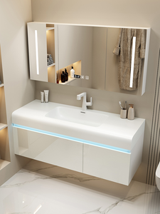 Armoire <span class=keywords><strong>de</strong></span> <span class=keywords><strong>salle</strong></span> <span class=keywords><strong>de</strong></span> <span class=keywords><strong>bain</strong></span> moderne avec capteur <span class=keywords><strong>de</strong></span> présence humaine, lumière ambiante, étanche, en <span class=keywords><strong>bois</strong></span> massif multicouche, avec miroir et éclairage - Product Image 2