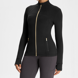Veste de sport confortable et ajustée avec fermeture éclair pour la gym, le fitness et le yoga, fermeture éclair dorée, logo personnalisé, fabricant de vêtements <span class=keywords><strong>Lulus</strong></span> - Product Image 3