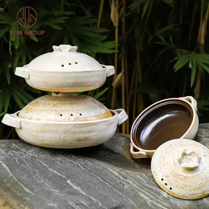 Hot Sale kitchen tools round white antique restaurant pan soup cookware set clay casseroles ceramic pots for cooking